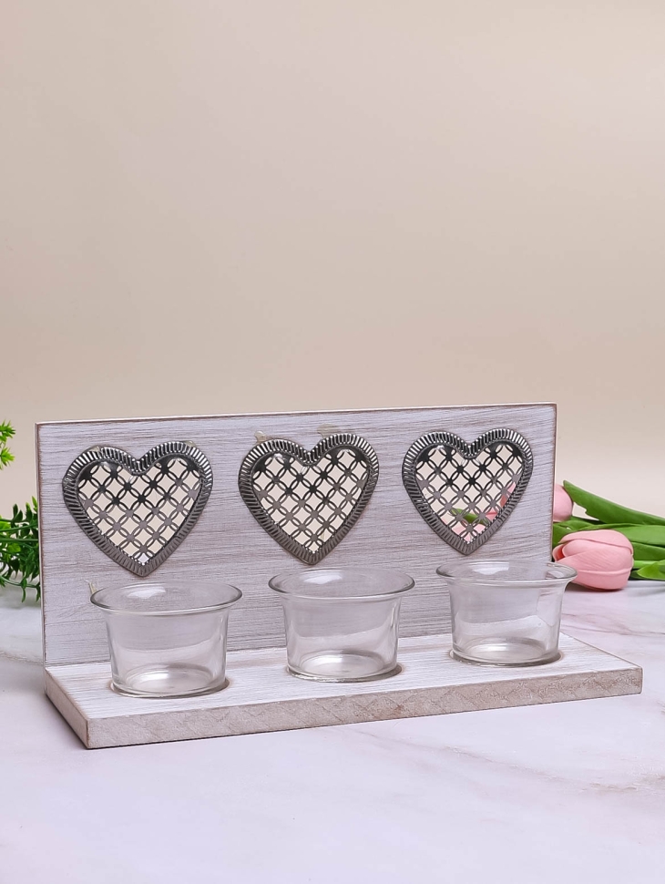 Подсвечник сердца трех на 3 свечи 24,5х12х9,5см