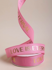 Лента репсовая 25мм х 25 ярд  LOVE IS ETERNAL пепельная роза