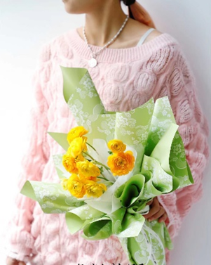 Пленка матовая  65мкм 58см х 10м РЦ Ажурные цветы салатовый