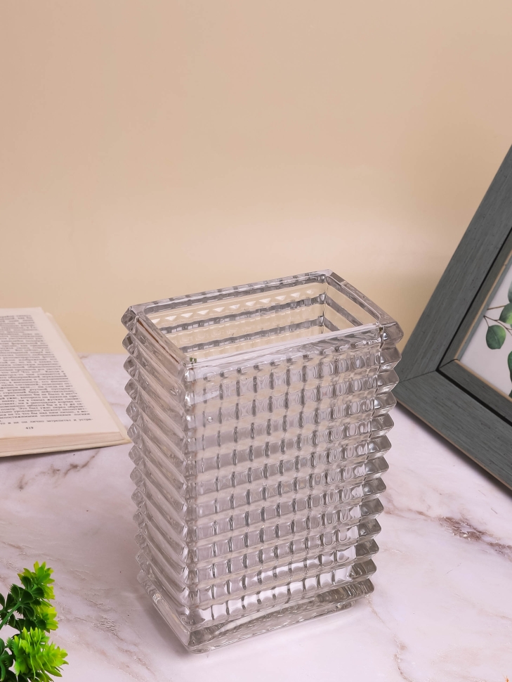 Ваза стекло h20 d13,5х8,5см К прямоугольная 146 прозрачная