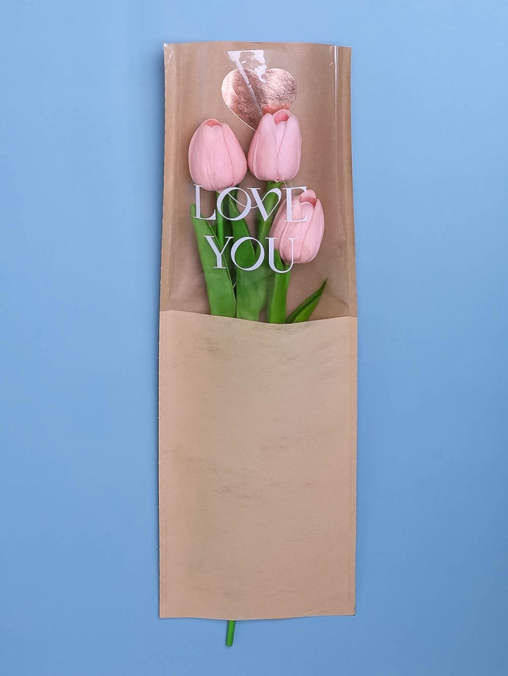 Пакет цветочный Рукав 14х40 на 1цветок Love you крафт 10 шт Пакет цветочный Рукав 14х40 на 1цветок Love you крафт 10 шт