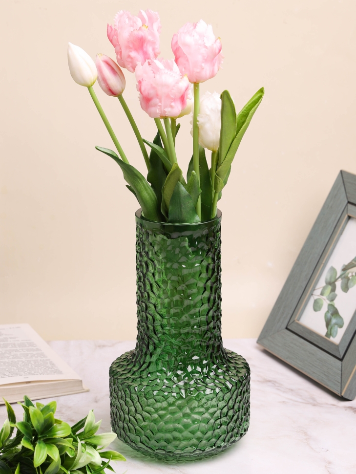 Ваза стекло h25 d15см К 164 зеленый