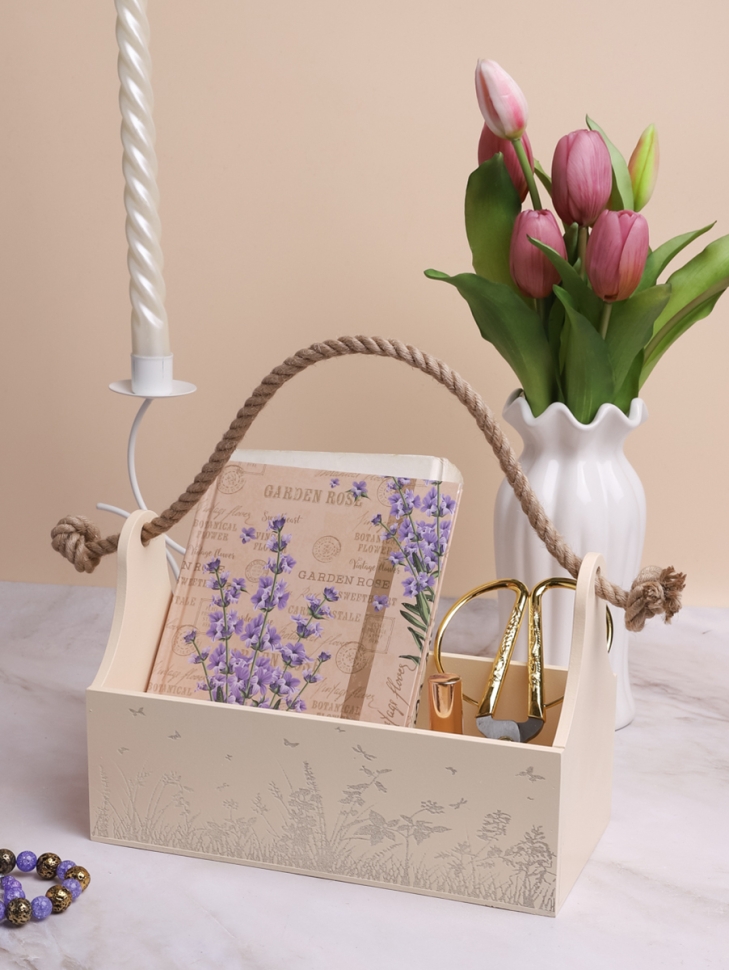 Ящик Ботаника H24,5/8.3х24,5х12,5см № 1 ванильный