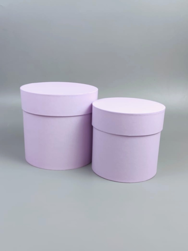 Коробка цилиндр набор из  2шт d15хh15 - d13-h13см фиолетовый светлый