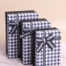 Коробка прямоугольник набор из  3шт 23х16х9см клетка с бантом черный