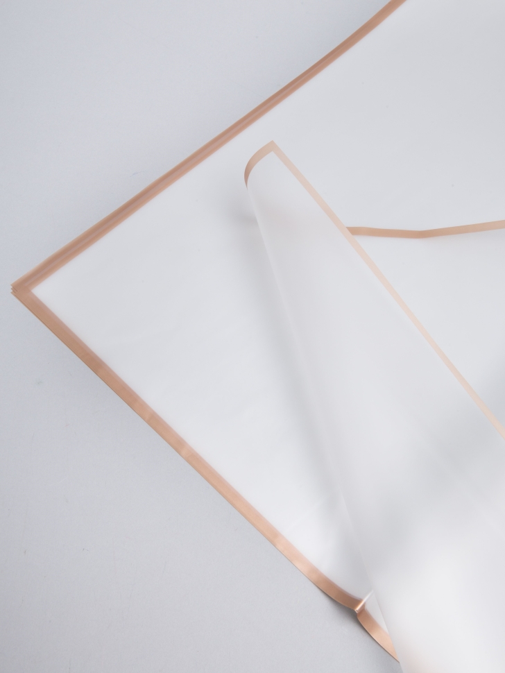 Пленка матовая 58смх58см 10 листов 50мкм кант Розовое золото, прозрачный