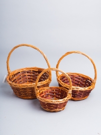 Корзина плетеная (ива) 3шт 28х28х32см S-28-4 коричневый