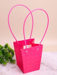Сумочка для цветов трапеция 13х9,5х15,5см 3D розовый яркий