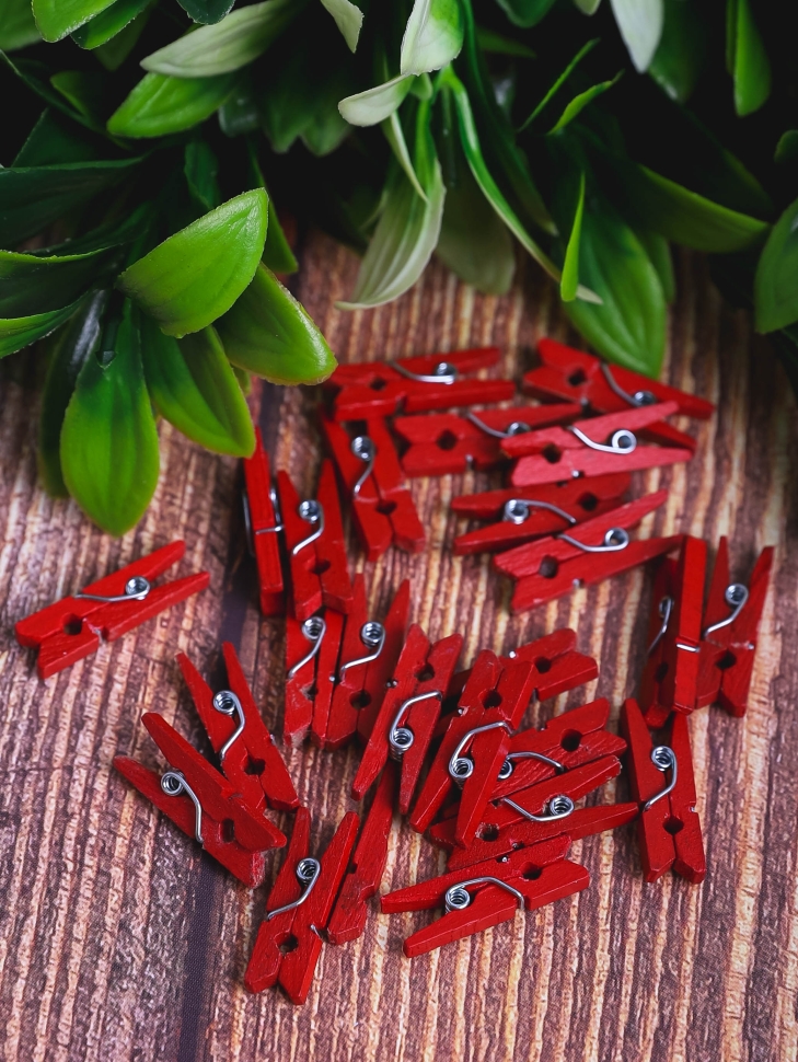 Прищепка деревянная 2,5х0,4см 24шт красная