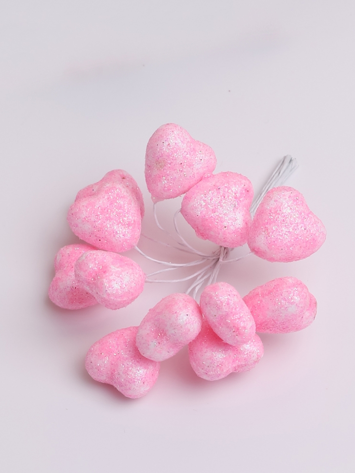 Сердце на проволоке d1,8х9см 12 шт розовый Сердце на проволоке d1,8х9см 12 шт розовый