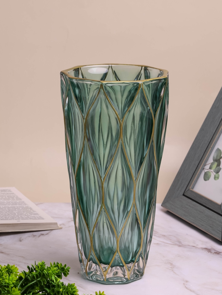 Ваза стекло Неоклассика цветная h29,5 d15см К Конус нефрит Ваза стекло Неоклассика цветная h29,5 d15см К Конус нефрит