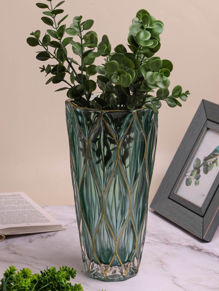 Ваза стекло Неоклассика цветная h29,5 d15см К Конус нефрит Ваза стекло Неоклассика цветная h29,5 d15см К Конус нефрит