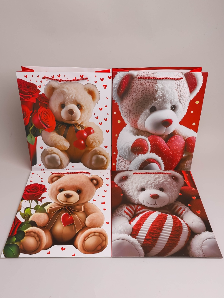 Сумочка подарочная 26х32x10см 530-125 мишка микс Сумочка подарочная 26х32x10см 530-125 мишка микс