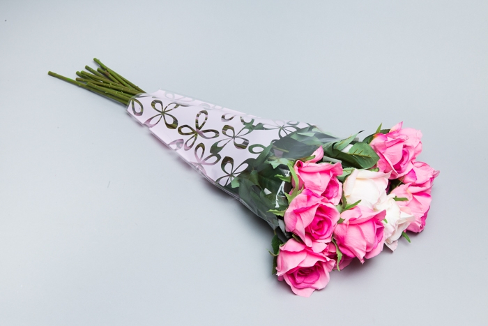 Пакет цветочный Конус 30/40 Милана цветной рисунок светло-розовый 50 шт