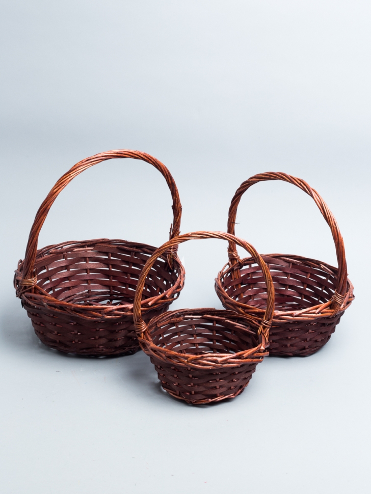 Корзина плетеная (ива) 3шт 28х28х32см S-28-5 коричневый темный Корзина плетеная (ива) 3шт 28х28х32см S-28-5 коричневый темный
