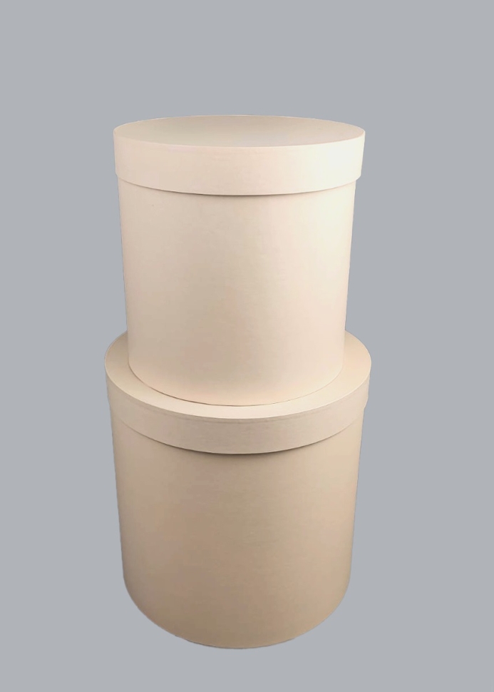 Коробка цилиндр набор из  2шт d30хh30 - d25-h25см пудровый бежевый
