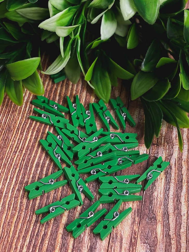 Прищепка деревянная 2,5х0,4см 24шт зеленая