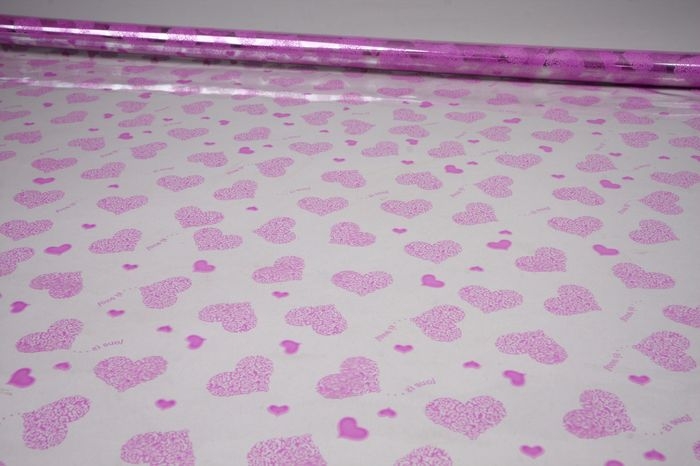 Пленка цветная Сердца Love is 70см  сиреневый
