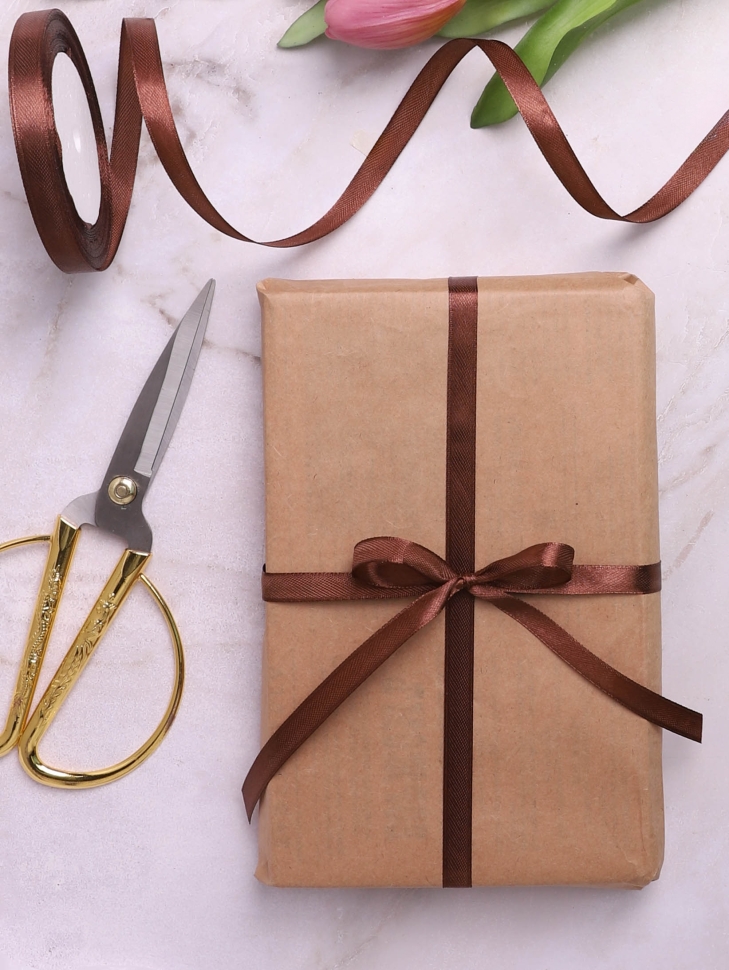 Лента атласная 10мм х 25ярд JD шоколадный