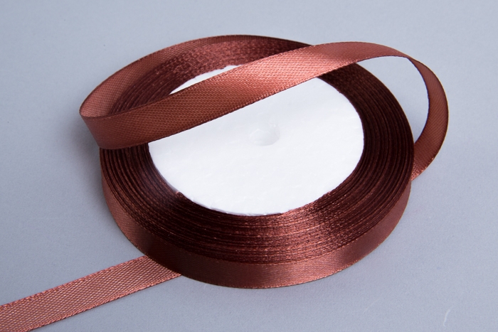 Лента атласная 10мм х 25ярд JD шоколадный