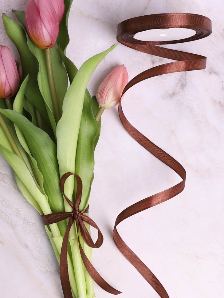 Лента атласная 10мм х 25ярд JD шоколадный