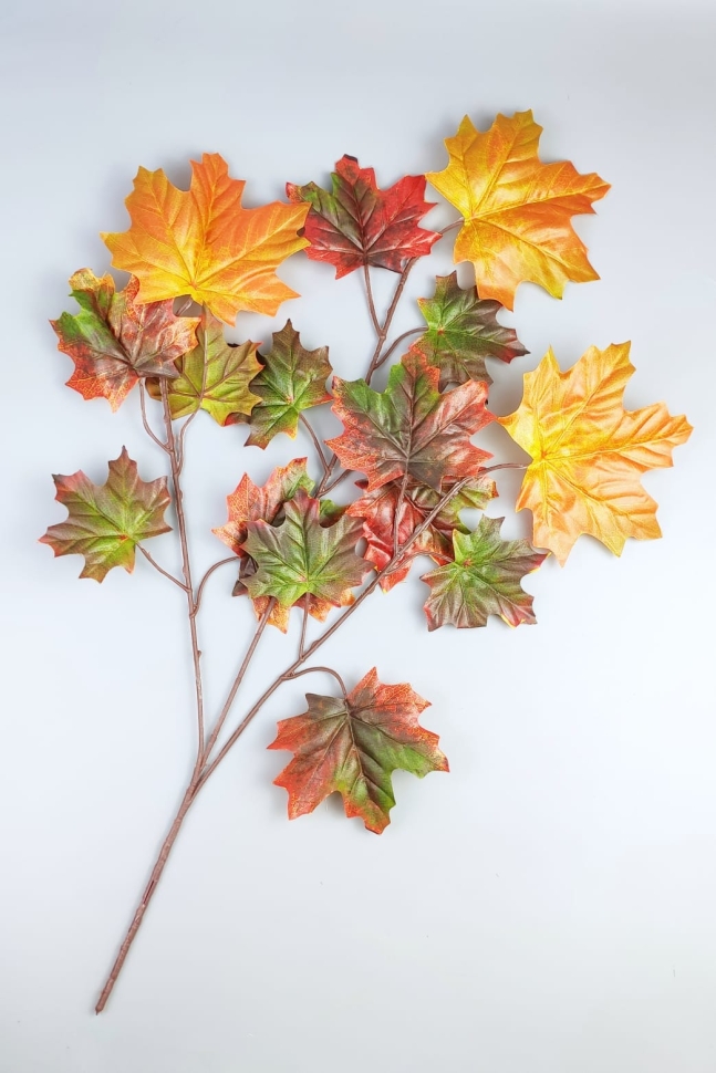 ИЦ Ветка Клен 70см 3 ветки зеленый комби ИЦ Ветка Клен 70см 3 ветки зеленый комби