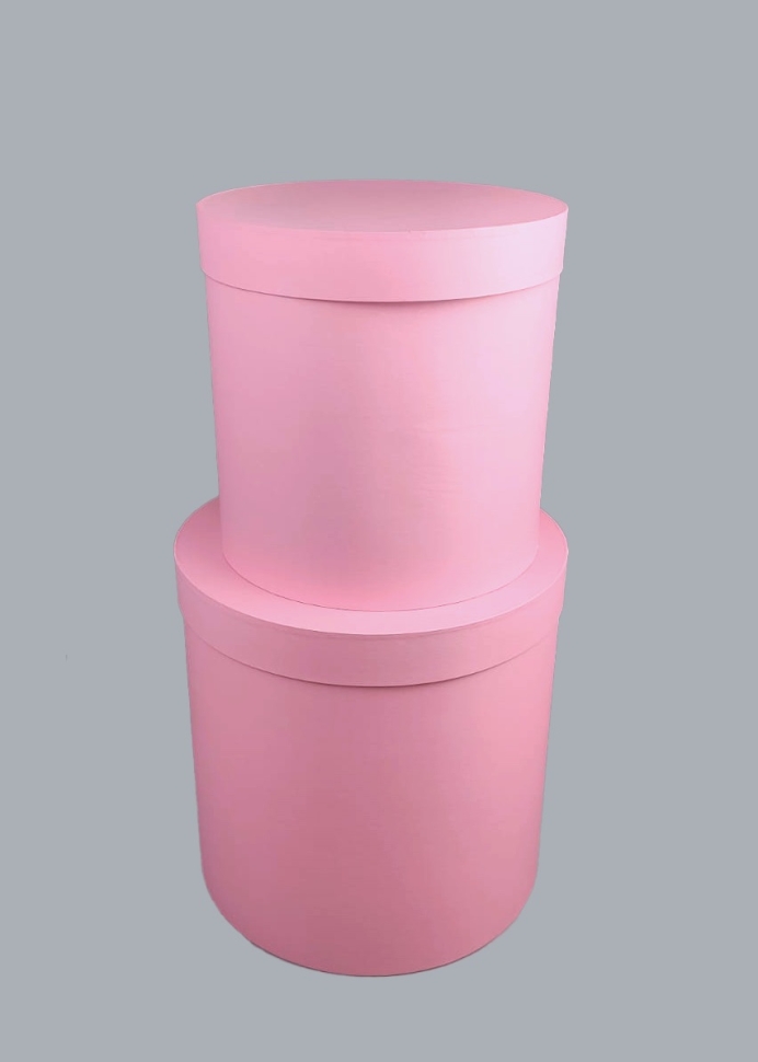 Коробка цилиндр набор из 2шт d30хh30 - d25-h25см розовый Коробка цилиндр набор из 2шт d30хh30 - d25-h25см розовый