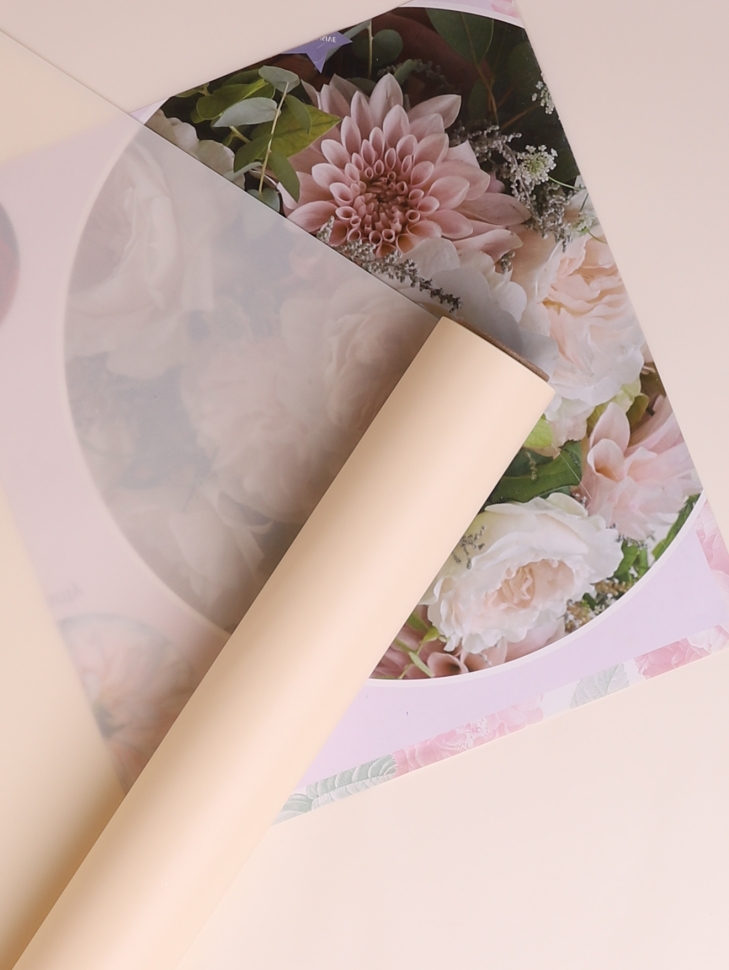 Пленка матовая 60см х 10м  на втулке слоновая кость