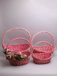 Корзина плетеная (ива) 4шт D50х40/Н20х15см розовый