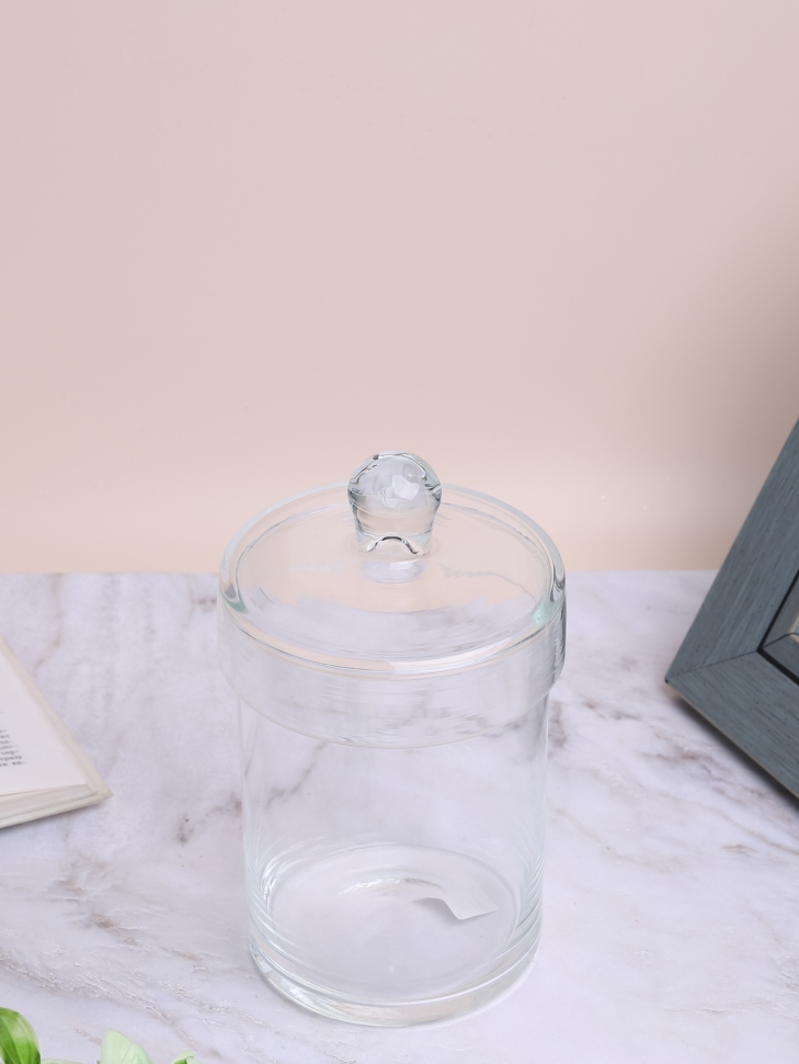 Ваза стекло Трубка №6021, D10,7x15,5см  с крышкой