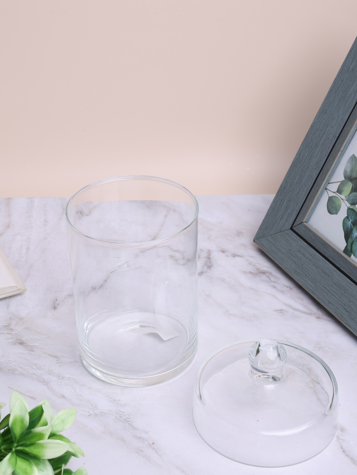 Ваза стекло Трубка №6021, D10,7x15,5см  с крышкой