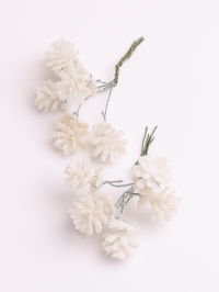 Шишки на проволоке с глиттером 12шт 2,2х2,2х9см К белый