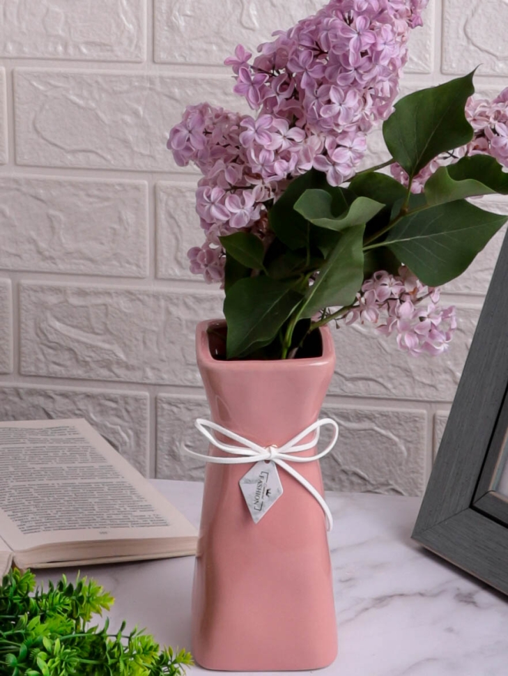 Ваза керамика 18х7см 119S розовый