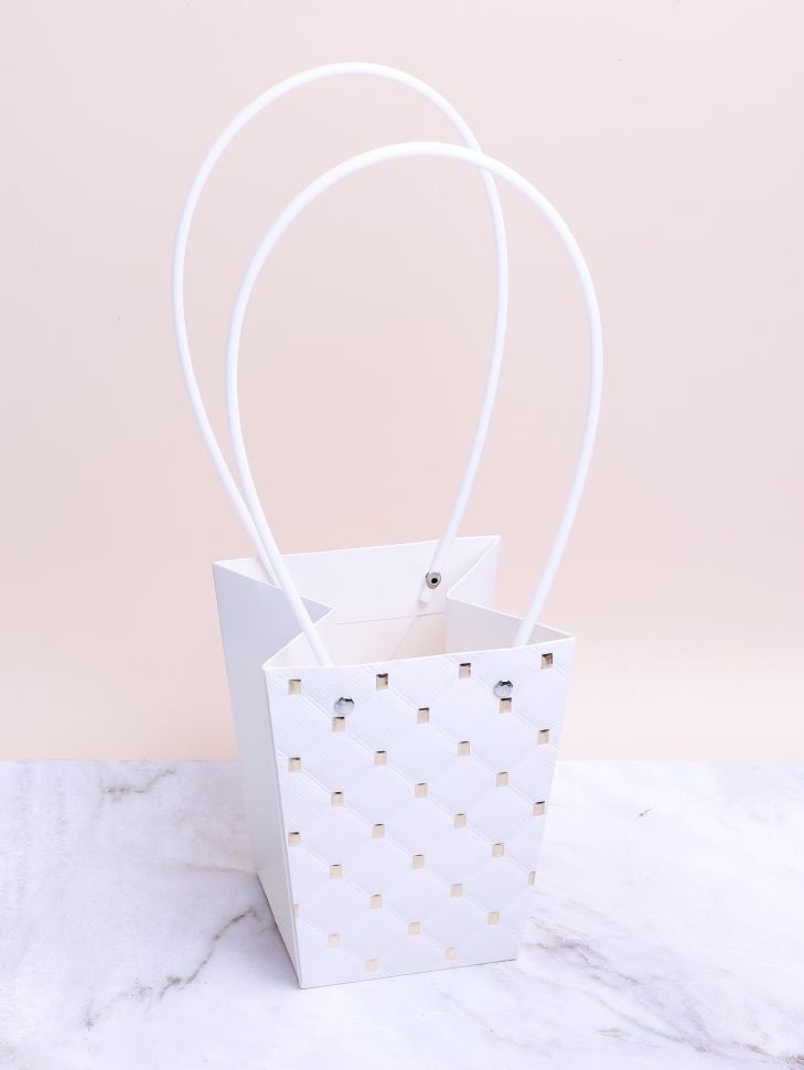 Сумочка для цветов 13,5х9,5х15,5см 3D М315 белый Сумочка для цветов 13,5х9,5х15,5см 3D М315 белый