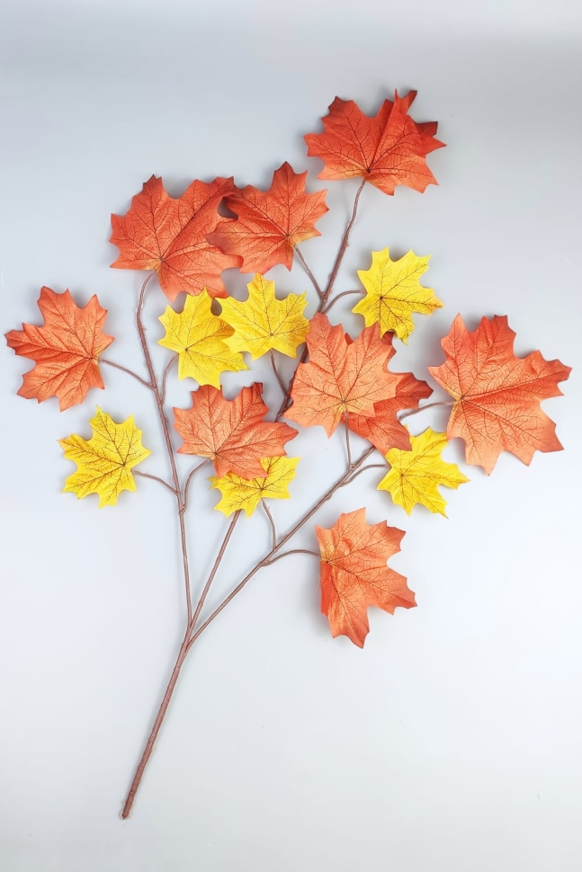 ИЦ Ветка Клен 72см 3 ветки красный,желтый ИЦ Ветка Клен 72см 3 ветки красный,желтый