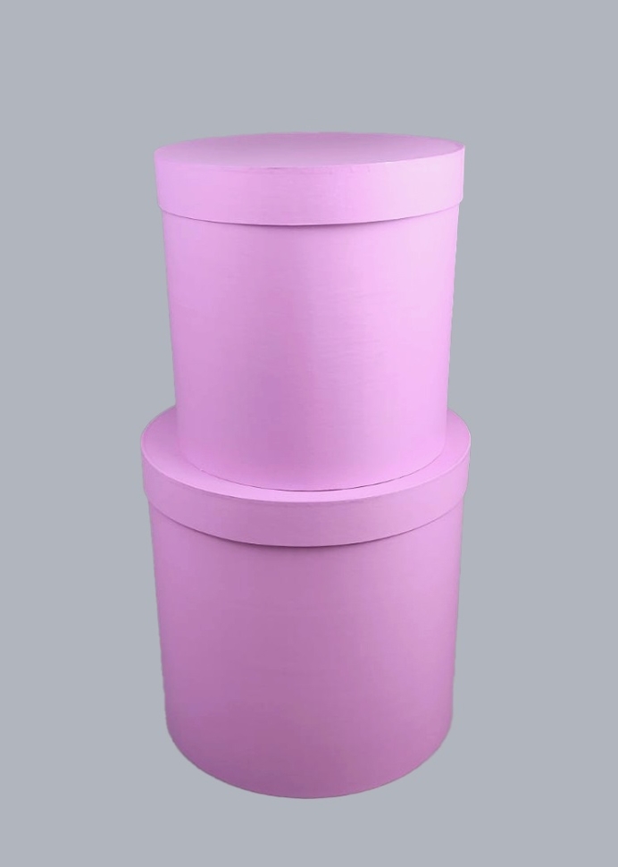 Коробка цилиндр набор из 2шт d30хh30 - d25-h25см лаванда Коробка цилиндр набор из 2шт d30хh30 - d25-h25см лаванда