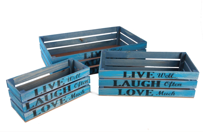 Ящик деревянный интерьерный набор 3шт 50х30х12см "Live" синий Ящик деревянный интерьерный набор 3шт 50х30х12см "Live" синий