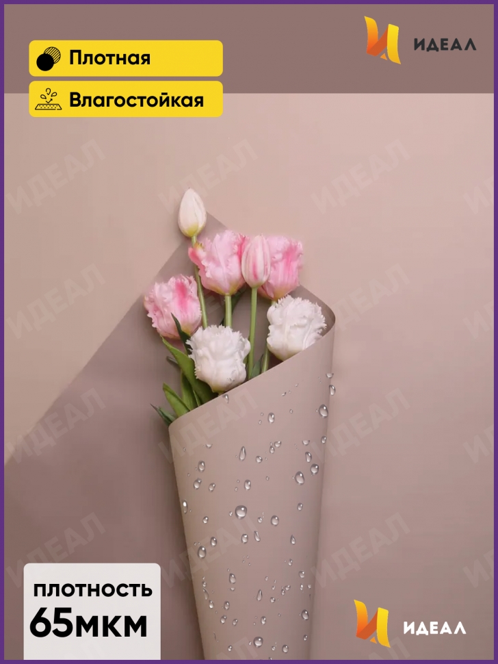 Пленка матовая 58смх58см 10 листов 65мкм двухцветная кремовый/мокко Пленка матовая 58смх58см 10 листов 65мкм двухцветная кремовый/мокко