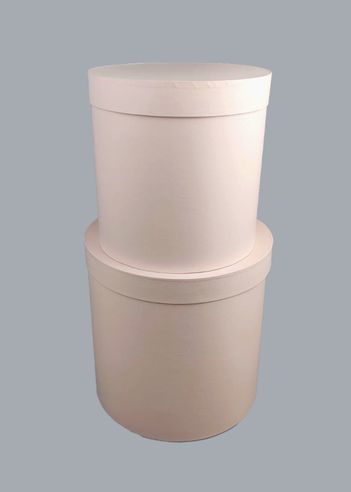 Коробка цилиндр набор из  2шт d30хh30 - d25-h25см ванильно кремовый