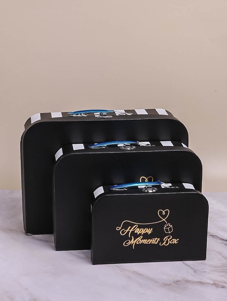 Коробка чемодан набор из 3шт 34x24,5x9см полоски черный