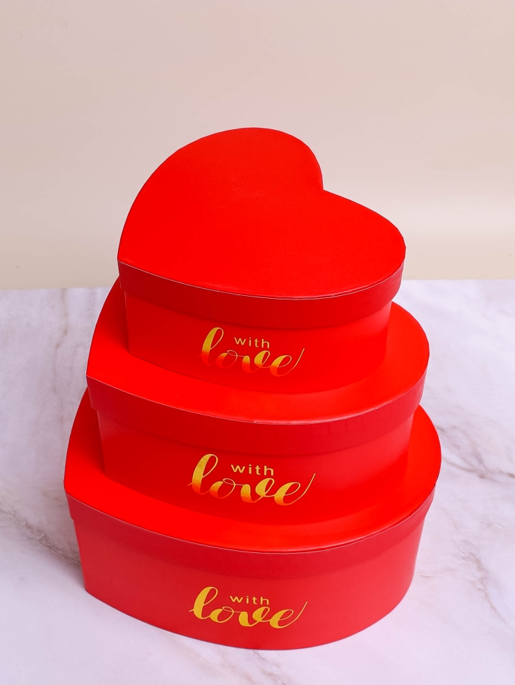 Коробка Сердце набор из 3шт 23,5х22х10,5см Love красный