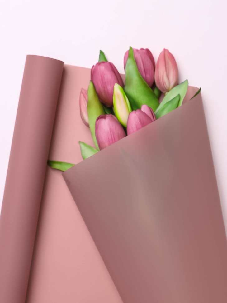 Пленка матовая 55мкм 58см х 10м Romantic розовый пыльный