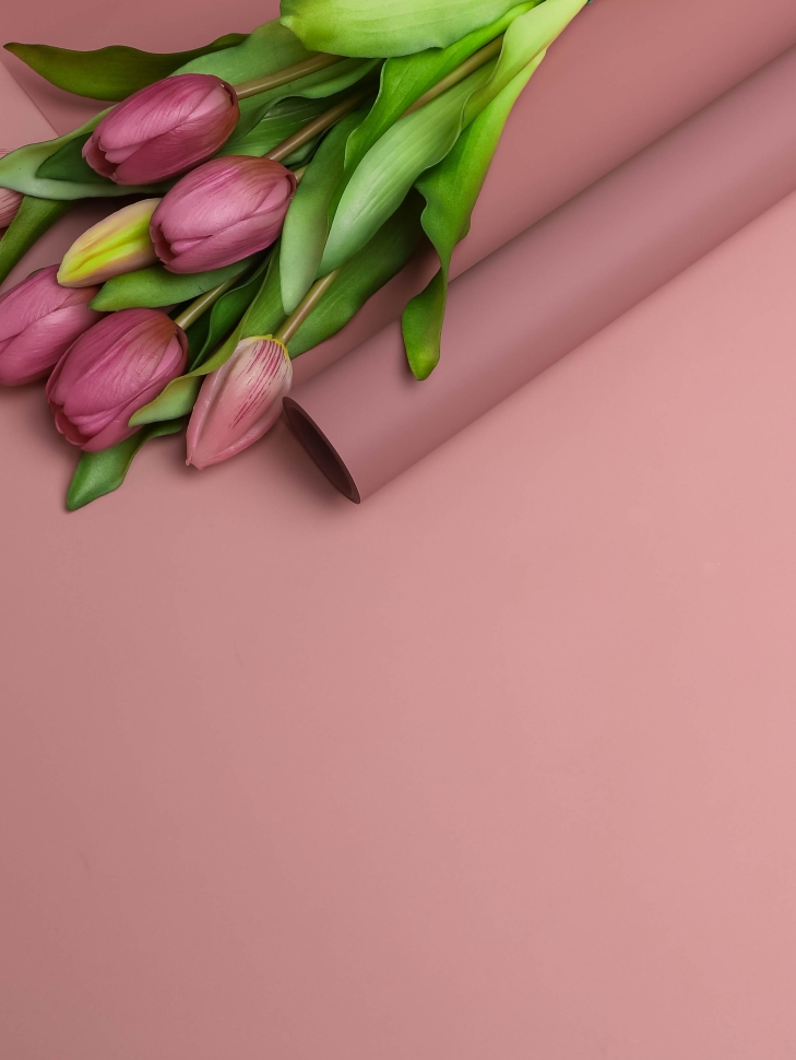 Пленка матовая 55мкм 58см х 10м Romantic розовый пыльный