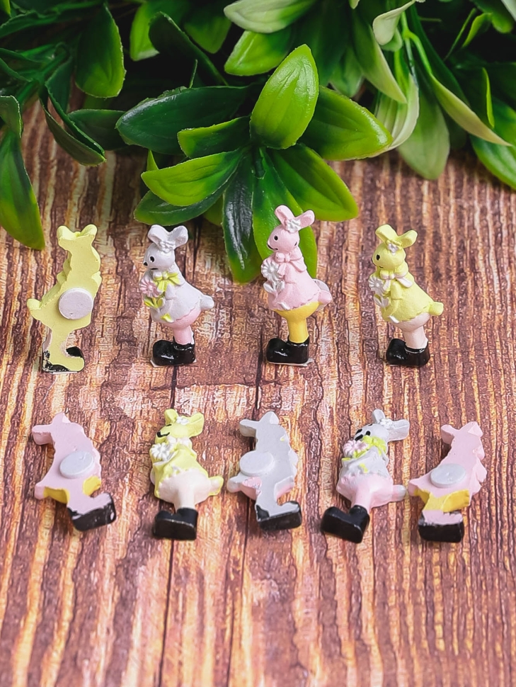 Липучка 9шт. Заяц желтый,розовый 3,5х1,5см