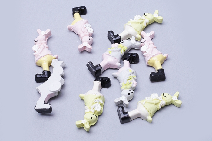 Липучка 9шт. Заяц желтый,розовый 3,5х1,5см