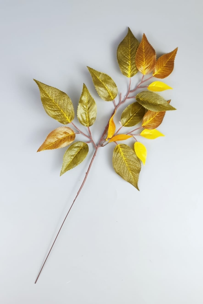 ИЦ Ветка Фикус 51см 3 ветки зеленый,оранжевый