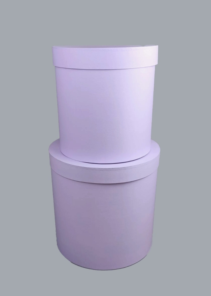 Коробка цилиндр набор из  2шт d30хh30 - d25-h25см фиолетовый светлый