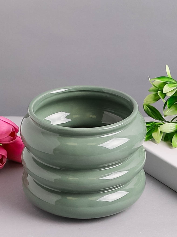 Кашпо керамика 16х16х12,5см M6902-1 зеленый