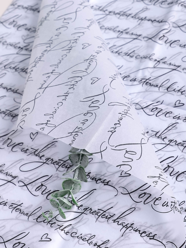 Бумага тишью Рукопись 50х66см,10 лист черный на белом Бумага тишью Рукопись 50х66см,10 лист черный на белом