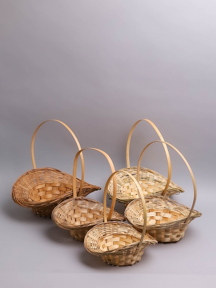 Корзина плетеная бамбук 5шт D30x25хH13см натуральный Корзина плетеная бамбук 5шт D30x25хH13см натуральный